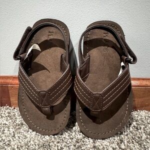 Toddler Boy Brown Faux Leather Sandals Flip Flops